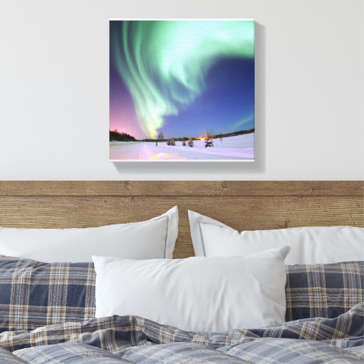 Aurora Borealis of Noorderlicht, Alaska Canvas Afdruk (Insitu (Slaapkamer))