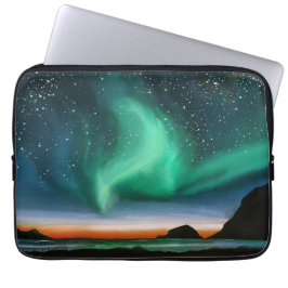 Aurora Borealis - Olie Schilderij Laptop Sleeve