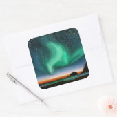 Aurora Borealis - Olie Schilderij Vierkante Sticker (Envelop)