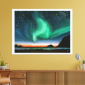 Aurora Borealis - olieverfschilderij Canvas Afdruk (Insitu (Woonkamer))