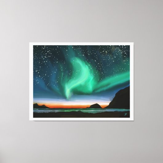 Aurora Borealis - olieverfschilderij Canvas Afdruk (Voorkant)