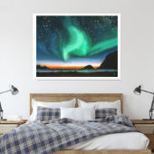 Aurora Borealis - olieverfschilderij Canvas Afdruk (Insitu (Slaapkamer))