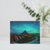 Aurora Borealis op Kirkjufall Mountain in IJsland Briefkaart (Staand voorkant)