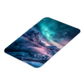 Aurora Borealis over besneeuwd berglandschap Magneet (Linkerzijde)