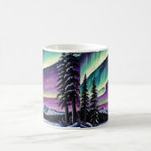 Aurora Borealis over besneeuwd bos, dennen, landsc Koffiemok (Center)