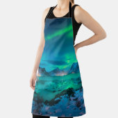 Aurora borealis over de zee kust, sneeuwberg schort (Insitu)