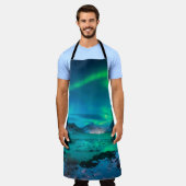 Aurora borealis over de zee kust, sneeuwberg schort (Gedragen)