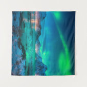 Aurora borealis over de zee kust, sneeuwberg wandkleed (Voorkant (horizontaal))