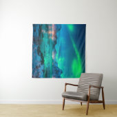 Aurora borealis over de zee kust, sneeuwberg wandkleed (In Situ (horizontaal))