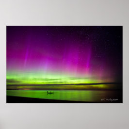 Aurora Borealis over Hammond Bay Michigan Poster
