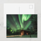 Aurora Borealis over Log Cabin Photo Briefkaart (Voorkant / Achterkant)