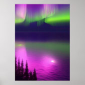 Aurora Borealis over water Poster (Voorkant)