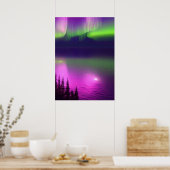 Aurora Borealis over water Poster (Keuken)