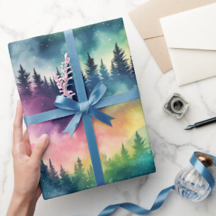 Aurora Borealis Pastel Pines Noorderlicht Cadeaupapier