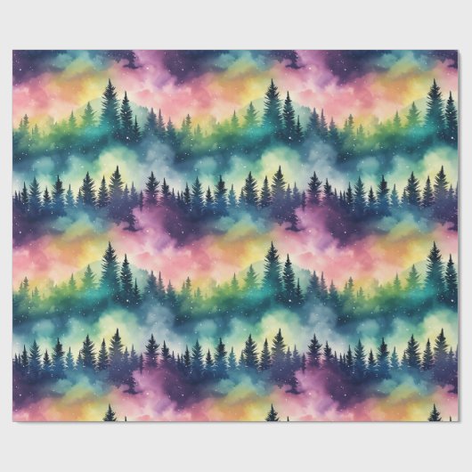 Aurora Borealis Pastel Pines Noorderlicht Cadeaupapier (Vlak)