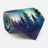 Aurora Borealis Pastel Pines Noorderlicht Stropdas (Opgerold)
