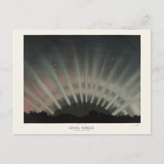 Aurora Borealis Print, Trouvelot, 1881, teruggezet Briefkaart (Voorkant)