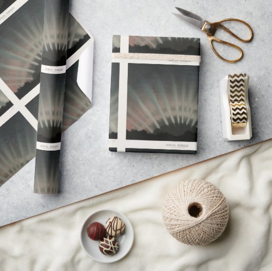 Aurora Borealis Print, Trouvelot, 1881, teruggezet Cadeaupapier (Crafts)