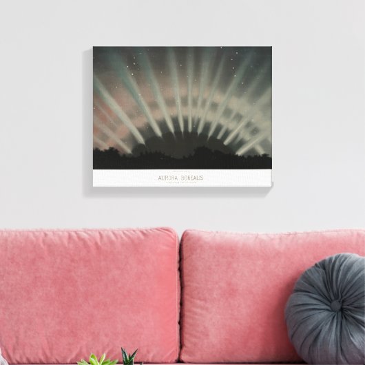 Aurora Borealis Print, Trouvelot, 1881, teruggezet Canvas Afdruk (Insitu (Woonkamer))