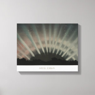 Aurora Borealis Print, Trouvelot, 1881, teruggezet Canvas Afdruk