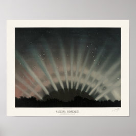 Aurora Borealis Print, Trouvelot, 1881, teruggezet Poster