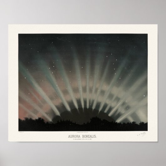 Aurora Borealis Print, Trouvelot, 1881, teruggezet Poster (Voorkant)