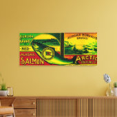 Aurora Borealis Salmon Can LabelKarluk, AK Canvas Afdruk (Insitu (Woonkamer))