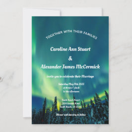Aurora Borealis Stars Sky Wedding Kaart
