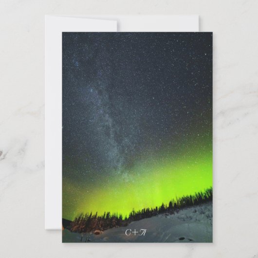 Aurora Borealis Stars Sky Wedding Kaart (Achterkant)
