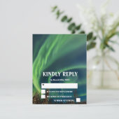 Aurora Borealis Stars Weddenschap RSVP Kaartje (Staand voorkant)