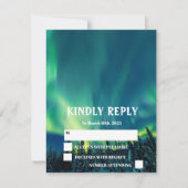 Aurora Borealis Stars Wedding RSV RSVP Kaartje (Voorkant)