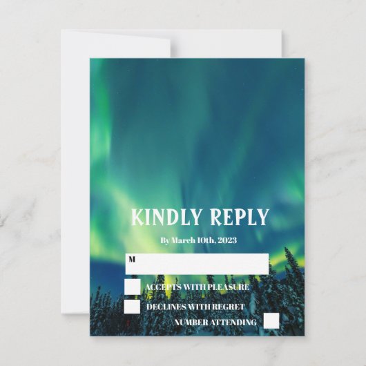 Aurora Borealis Stars Wedding RSV RSVP Kaartje (Voorkant)