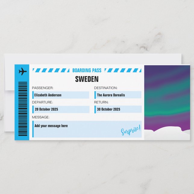Aurora Borealis Surprise Trip Ticket (Voorkant)