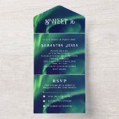 Aurora Borealis Sweet 16  noorderlichten A All In One Uitnodiging (Binnen)