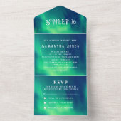 Aurora Borealis Sweet 16 noorderlichten All In One Uitnodiging (Binnen)