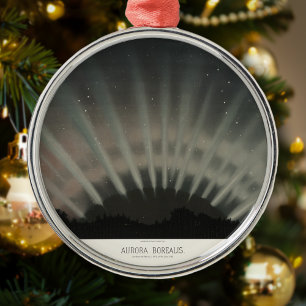 Aurora Borealis Trouvelot 1881, met kerstreces Metalen Ornament