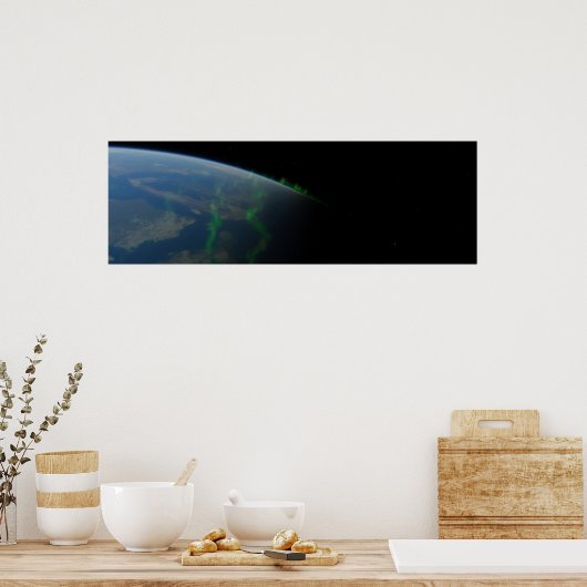 Aurora Borealis uit de ruimte Poster (Keuken)