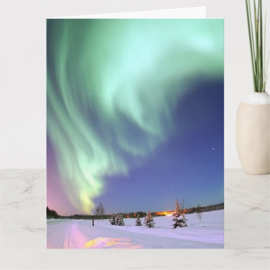 AURORA BOREALIS VERJAARDAG WENSKAART BEDANKKAART (Voorkant)
