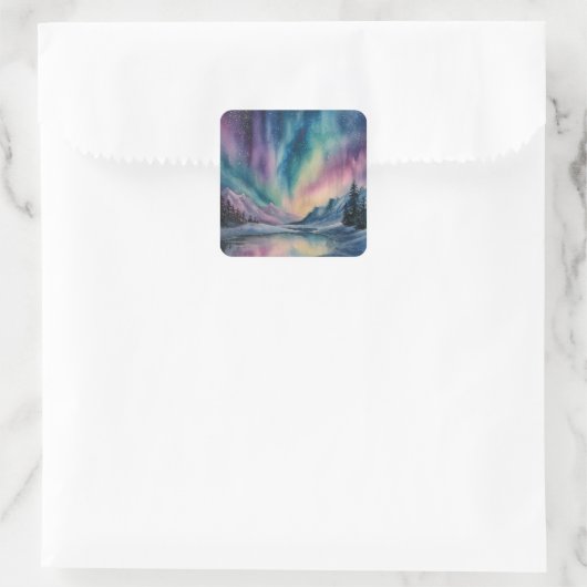 Aurora Borealis Vierkante Sticker (Tas)