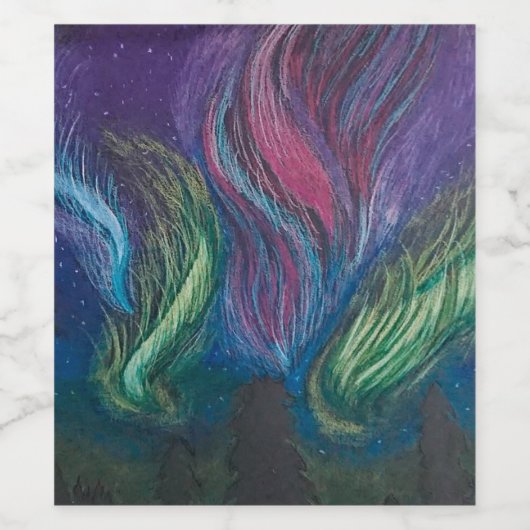 Aurora Borealis Wijn Etiket (Enkel label)