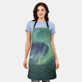 Aurora Borealis Winter Landschap Foto Schort (Gedragen)