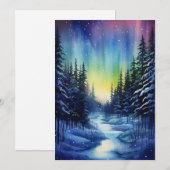Aurora Borealis Winternacht Feestdagenkaart (Voorkant / Achterkant)