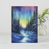 Aurora Borealis Winternacht Feestdagenkaart (Staand voorkant)