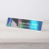 Aurora Borealis Wolf Song | Rainbow Name Bord Bureau Naambordje (Voorkant)