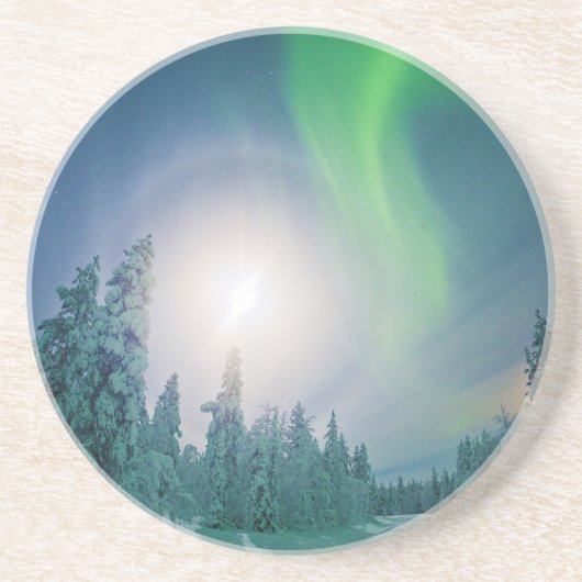 Aurora Borealis Zandsteen Onderzetter (Voorkant)