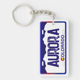 Aurora Colorado blauw licentie bord sleutelhanger