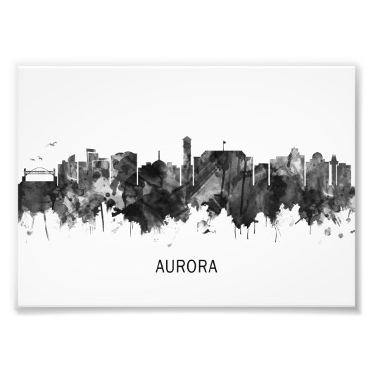 Aurora Colorado Skyline BW Foto Afdruk (Voorkant)