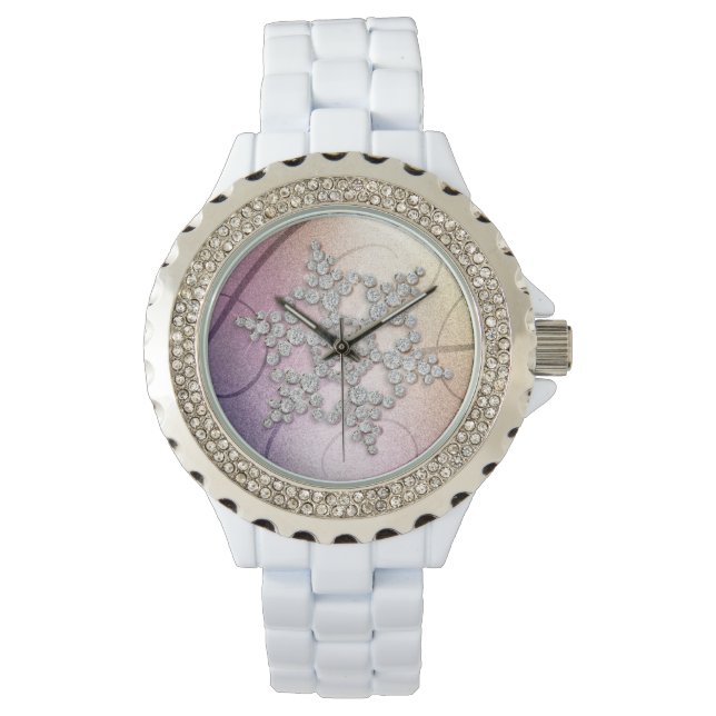 Aurora Crystal Snowflake Winter Watch Horloge (Voorkant)