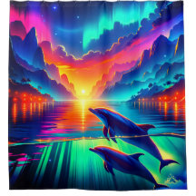 "Aurora Dolphin Sunset - Levendige oceaankunst"