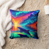 "Aurora Dolphin Sunset - Levendige oceaankunst" Kussen (Deken)